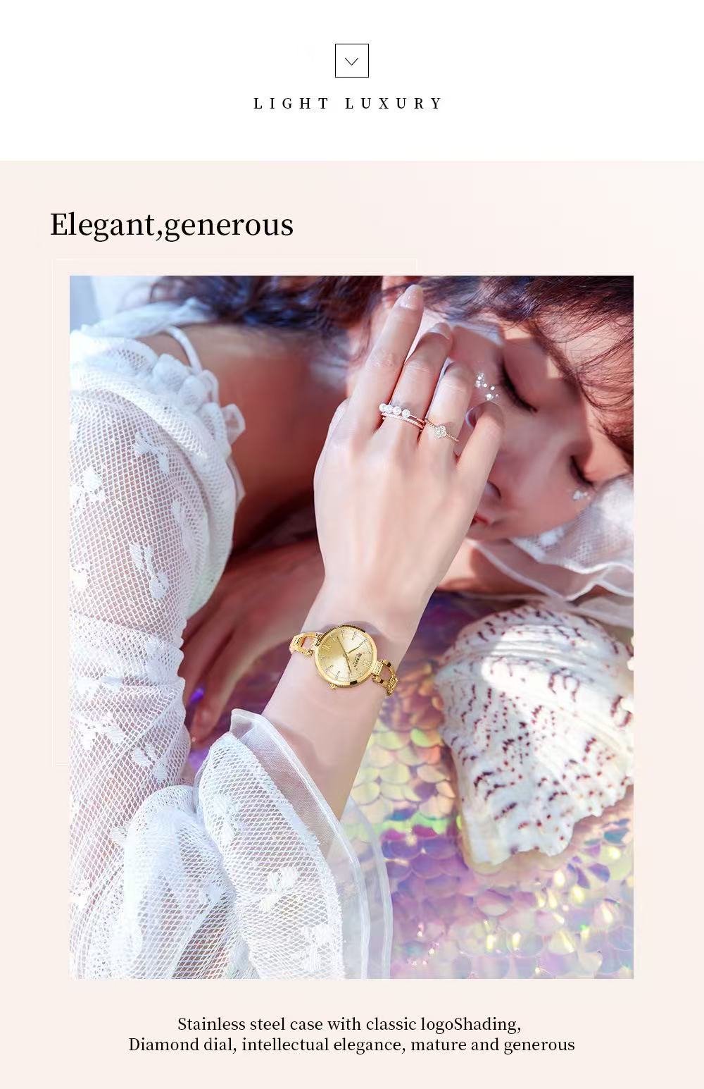 CURREN/KARUIN 9092 Ladies' Roman Numerals Chain Watch Waterproof Small Dial Women's Watch Fashion Watch