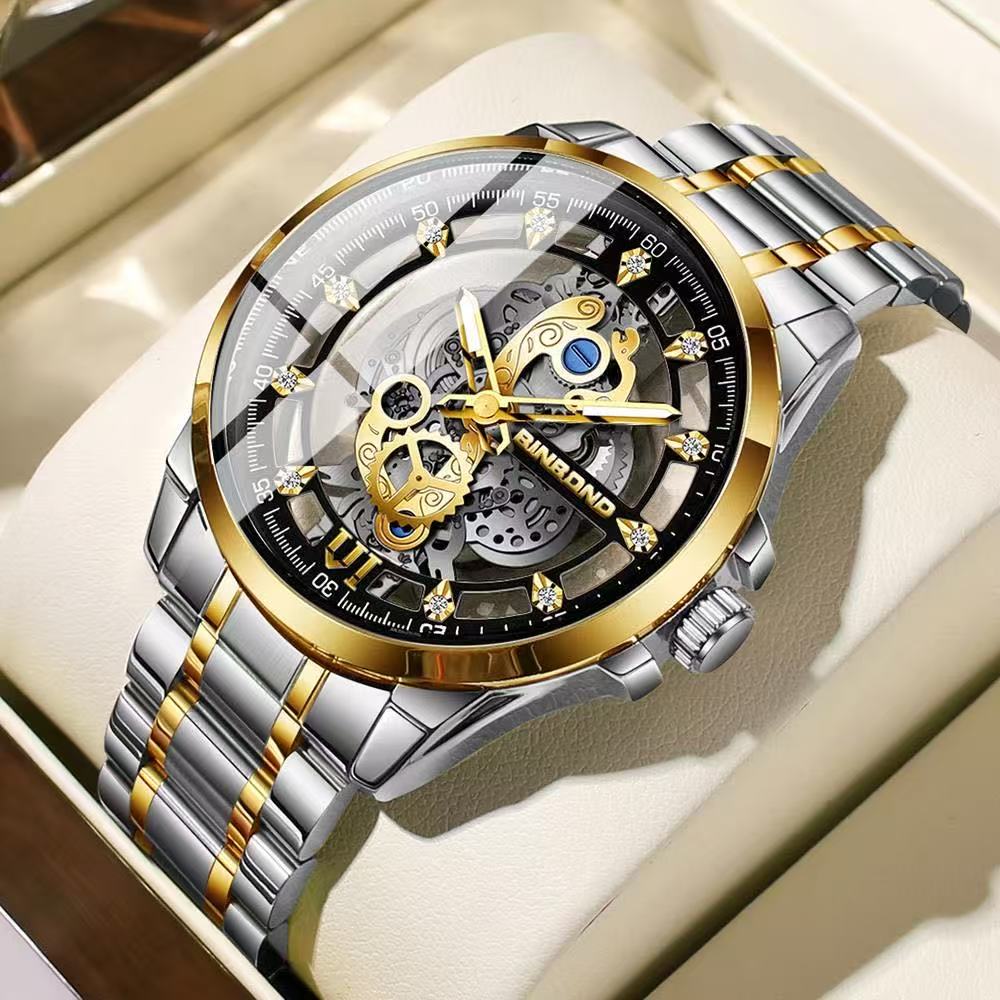 2 Pcs B505 New Binbang Authentic Men's Quartz Watch, Men's Commercial Luxury Trendy Wristwatch, Douyin Hit, Non - Mechanical