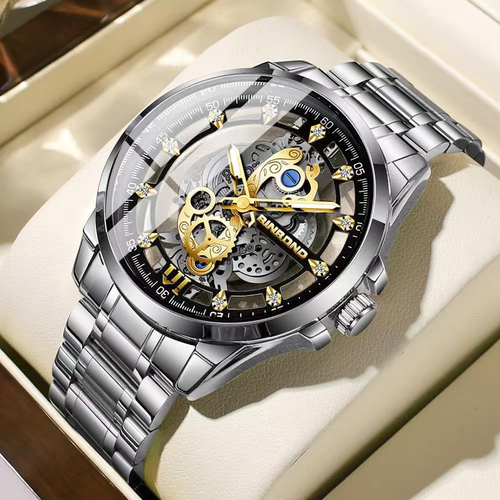 2 Pcs B505 New Binbang Authentic Men's Quartz Watch, Men's Commercial Luxury Trendy Wristwatch, Douyin Hit, Non - Mechanical