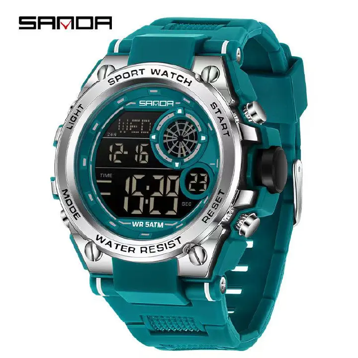 SANDA 6255 Watch Student Multifunctional Chronograph Sports Watch Fashionable Waterproof Electronic Digital Display Wristwatch