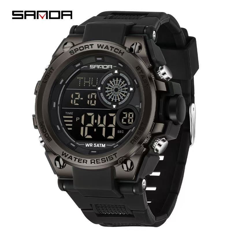 SANDA 6255 Watch Student Multifunctional Chronograph Sports Watch Fashionable Waterproof Electronic Digital Display Wristwatch