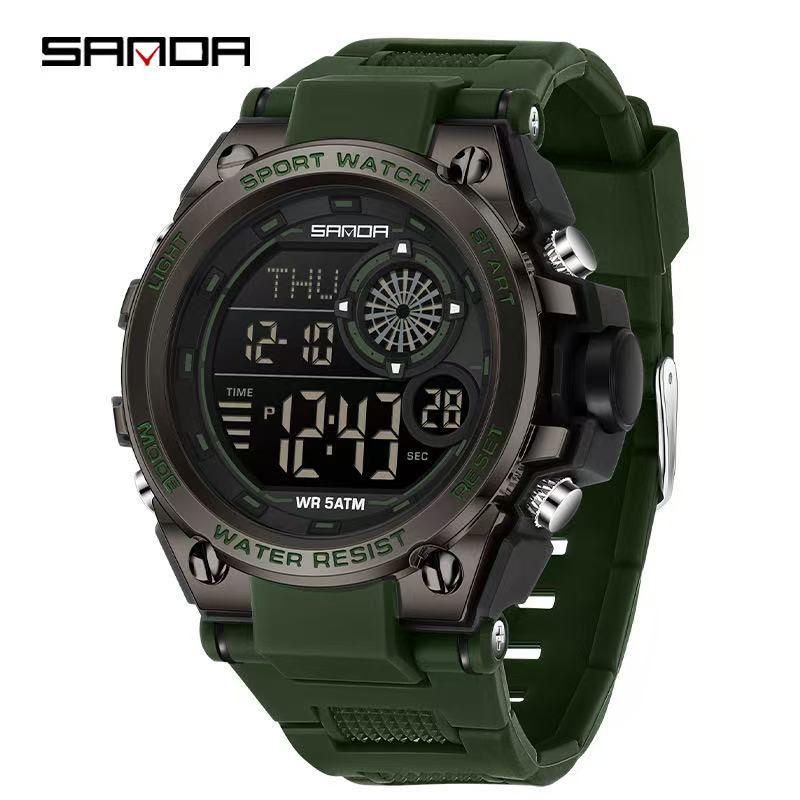 SANDA 6255 Watch Student Multifunctional Chronograph Sports Watch Fashionable Waterproof Electronic Digital Display Wristwatch