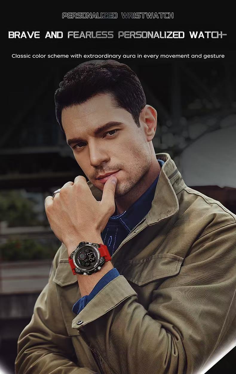 SANDA 6255 Watch Student Multifunctional Chronograph Sports Watch Fashionable Waterproof Electronic Digital Display Wristwatch