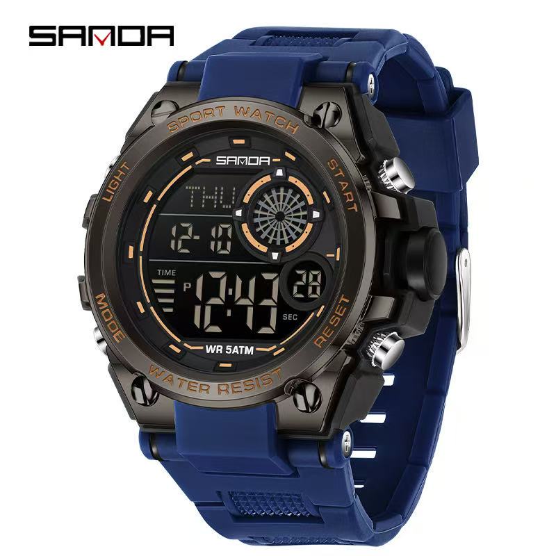 SANDA 6255 Watch Student Multifunctional Chronograph Sports Watch Fashionable Waterproof Electronic Digital Display Wristwatch