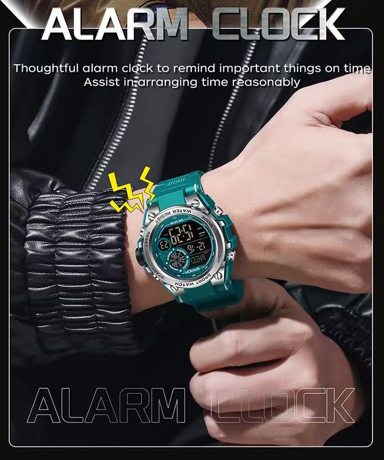 SANDA 6255 Watch Student Multifunctional Chronograph Sports Watch Fashionable Waterproof Electronic Digital Display Wristwatch