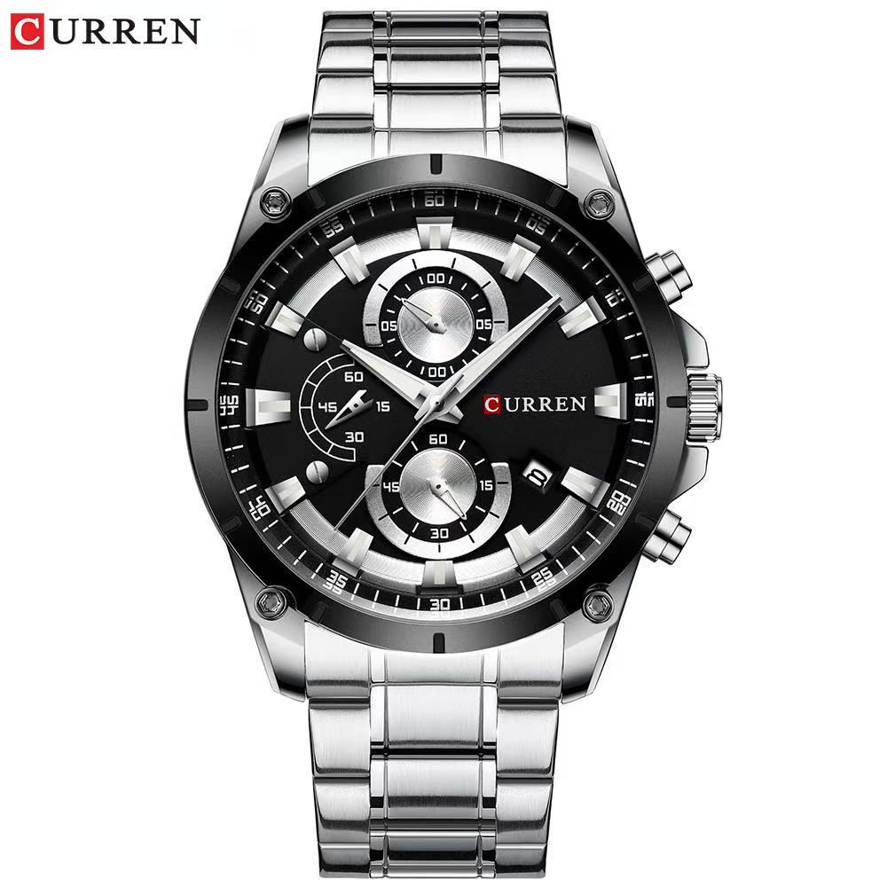 CURREN/Karuien 8360 Men's Waterproof Business Wristwatch Calendar Simple Steel Strap Six - Hand Multi - functional Watch