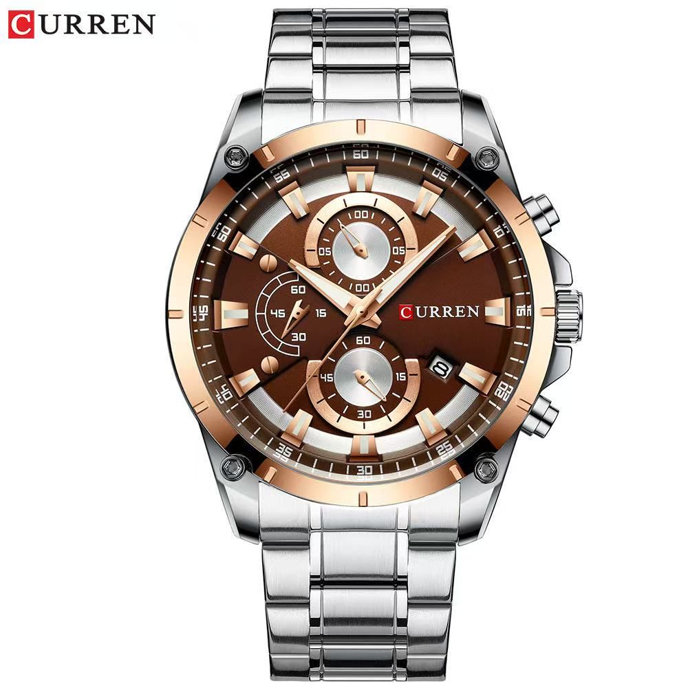 CURREN/Karuien 8360 Men's Waterproof Business Wristwatch Calendar Simple Steel Strap Six - Hand Multi - functional Watch