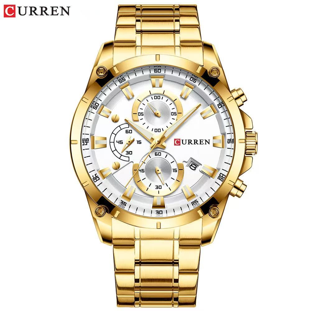 CURREN/Karuien 8360 Men's Waterproof Business Wristwatch Calendar Simple Steel Strap Six - Hand Multi - functional Watch