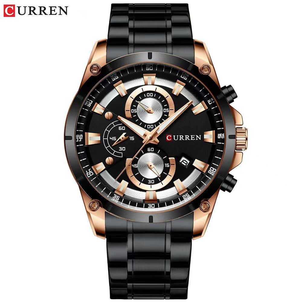 CURREN/Karuien 8360 Men's Waterproof Business Wristwatch Calendar Simple Steel Strap Six - Hand Multi - functional Watch