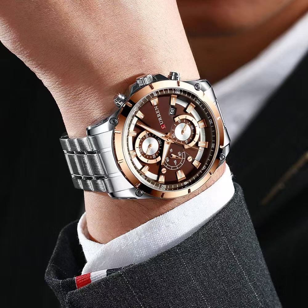CURREN/Karuien 8360 Men's Waterproof Business Wristwatch Calendar Simple Steel Strap Six - Hand Multi - functional Watch