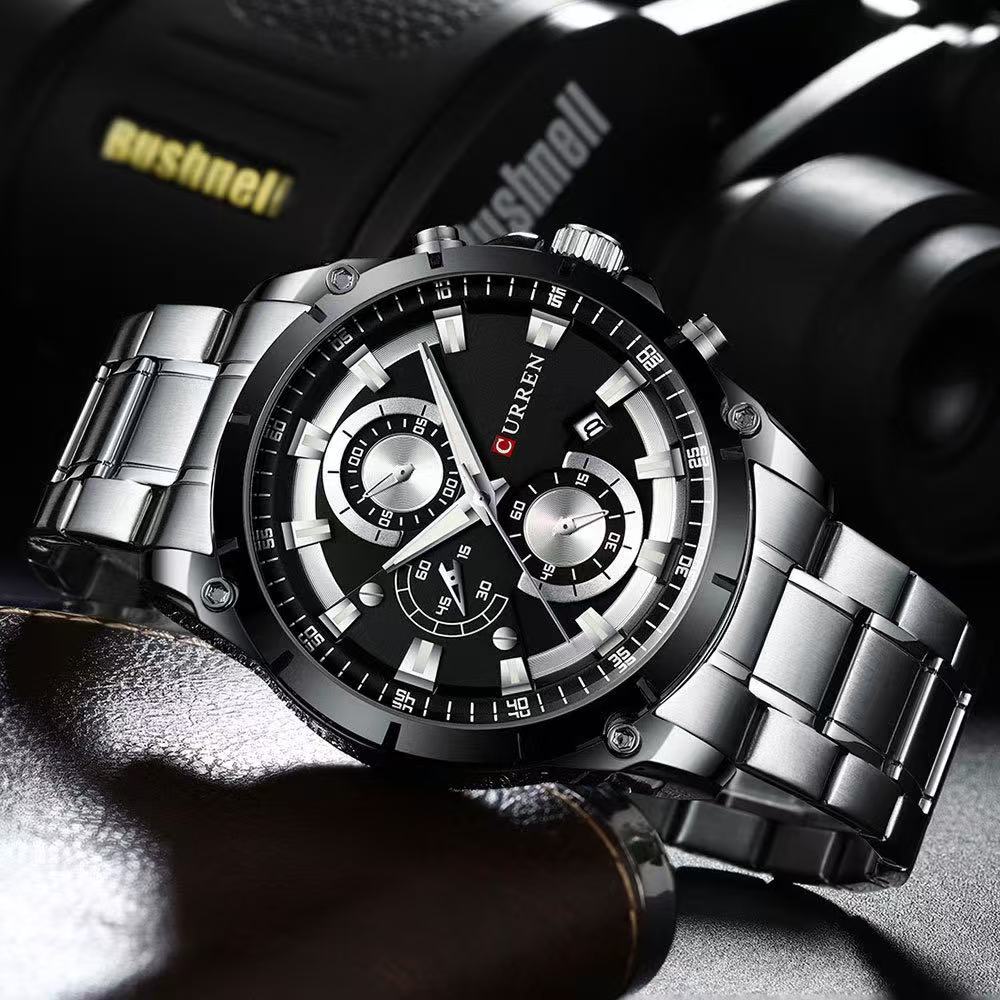 CURREN/Karuien 8360 Men's Waterproof Business Wristwatch Calendar Simple Steel Strap Six - Hand Multi - functional Watch