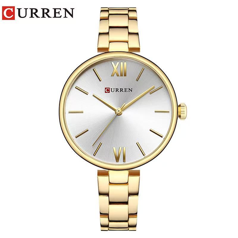 CURREN/Karuien 9017 Waterproof Casual Quartz Watch, Women's Roman Numeral Simple Wristwatch