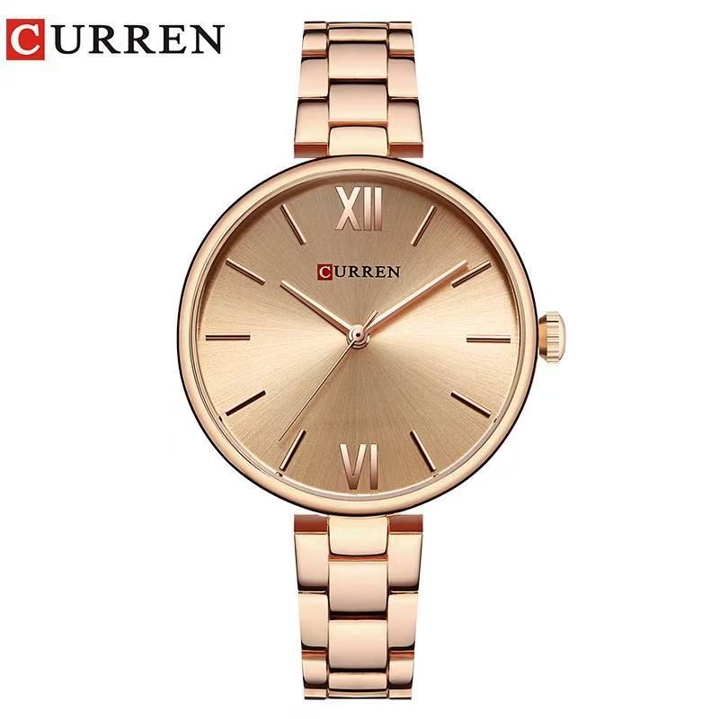 CURREN/Karuien 9017 Waterproof Casual Quartz Watch, Women's Roman Numeral Simple Wristwatch