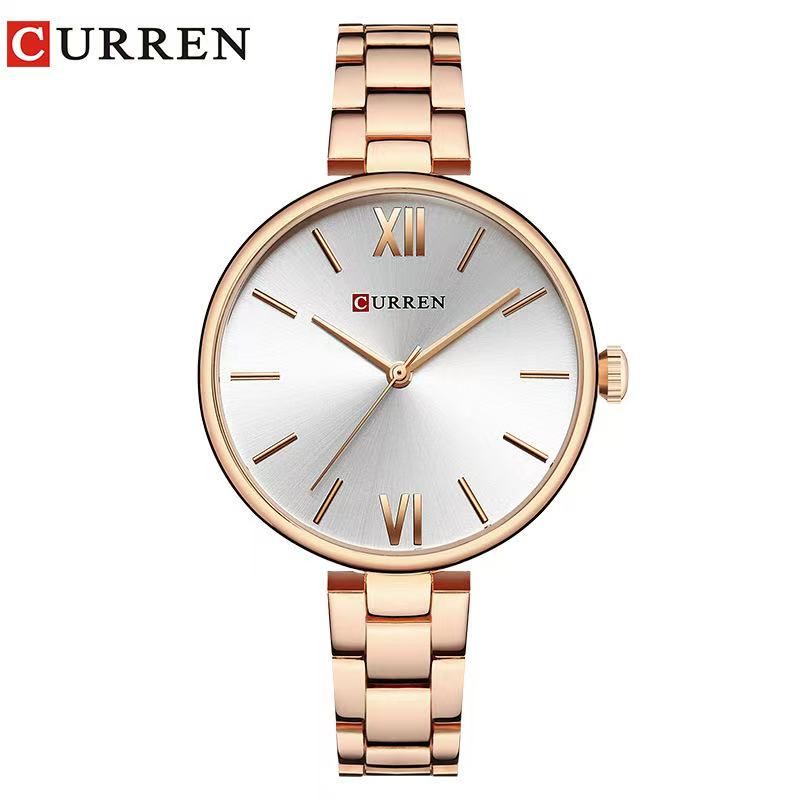 CURREN/Karuien 9017 Waterproof Casual Quartz Watch, Women's Roman Numeral Simple Wristwatch