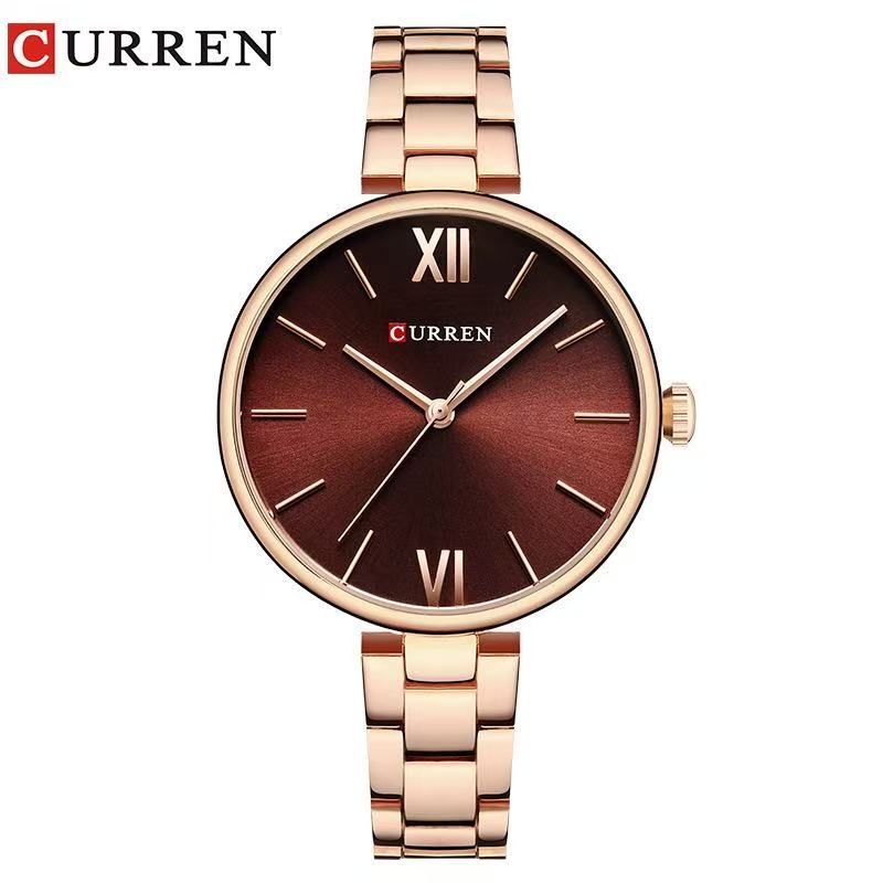 CURREN/Karuien 9017 Waterproof Casual Quartz Watch, Women's Roman Numeral Simple Wristwatch