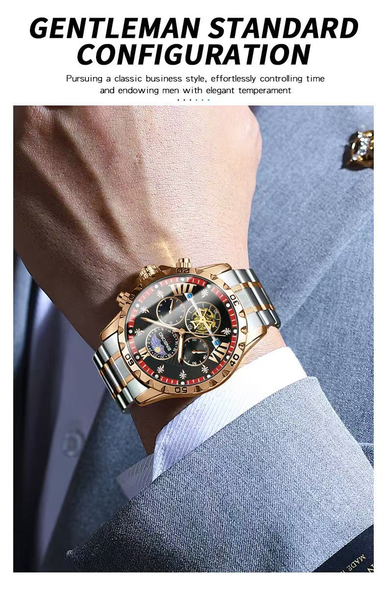 2 Pcs BINBOND B3103 Men's Watch Authentic Business Student Luminous Waterproof, Flywheel, Quartz, High - end Men's