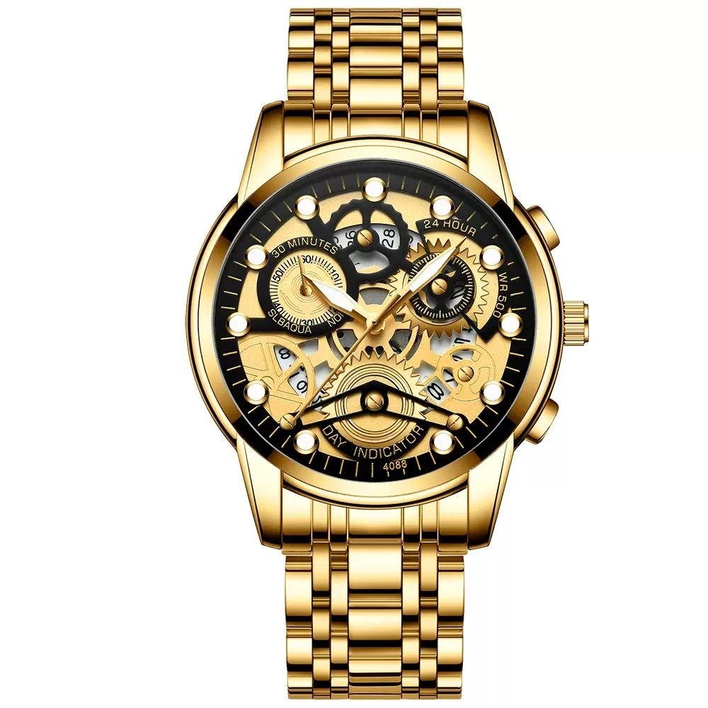 Fenzun 4088 Men's Automatic Hollow Trendy Quartz Watch, Student - Waterproof, Luminous, Fashionable Men's Wristwatch  。