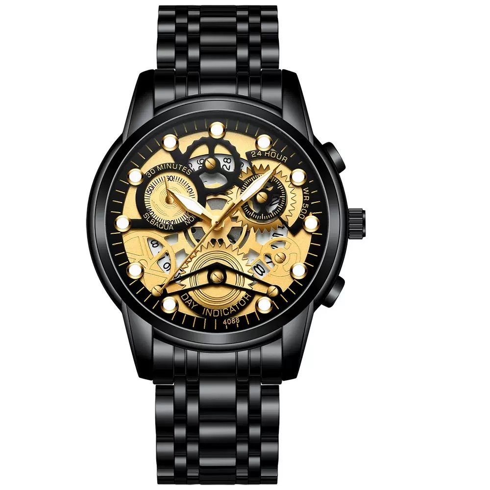 Fenzun 4088 Men's Automatic Hollow Trendy Quartz Watch, Student - Waterproof, Luminous, Fashionable Men's Wristwatch  。