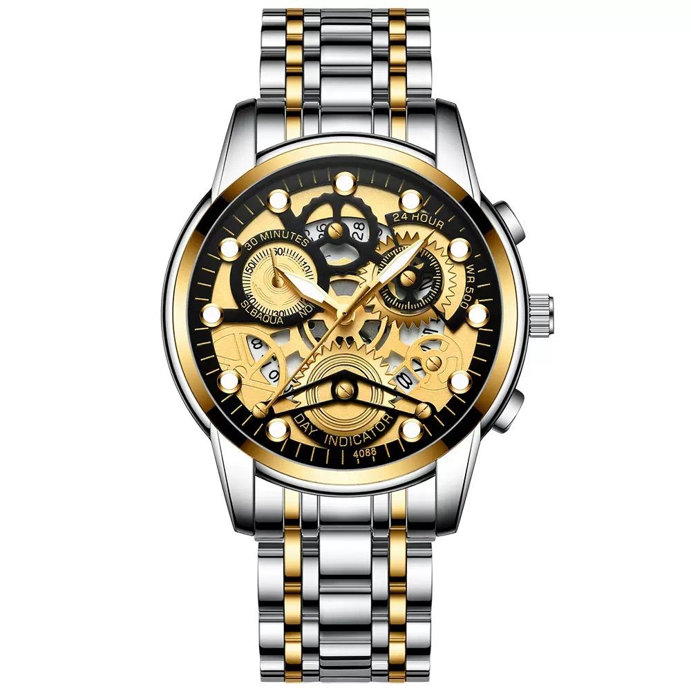 Fenzun 4088 Men's Automatic Hollow Trendy Quartz Watch, Student - Waterproof, Luminous, Fashionable Men's Wristwatch  。