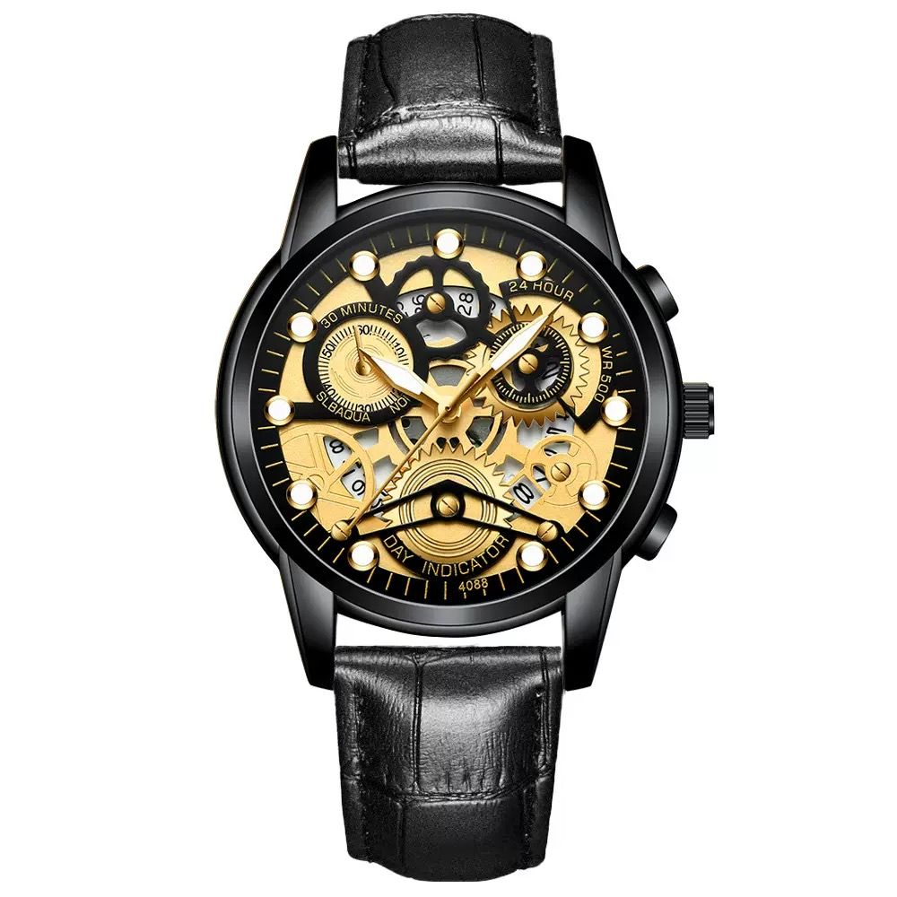 Fenzun 4088 Men's Automatic Hollow Trendy Quartz Watch, Student - Waterproof, Luminous, Fashionable Men's Wristwatch  。