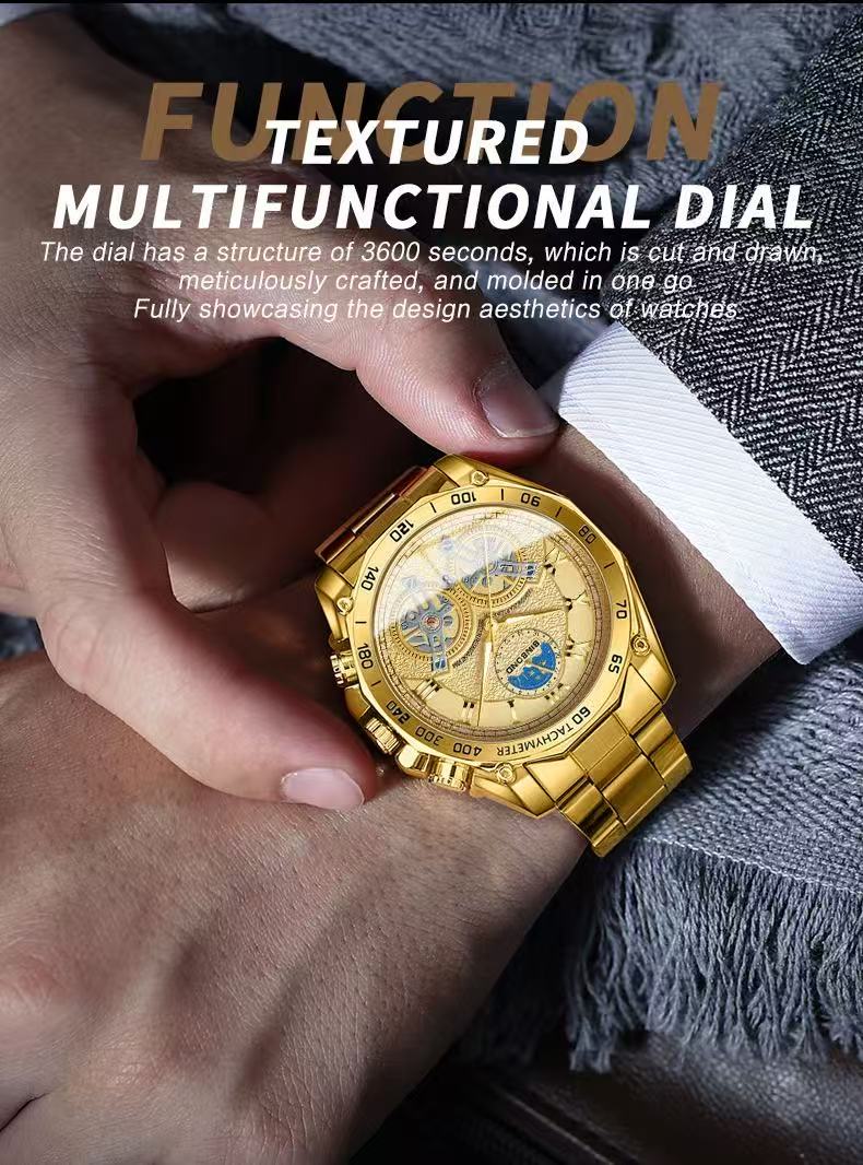 BINBOND 84833 Dual Tourbillon Men's Non-Automatic Mechanical Hollow-Out Watch Multi-Functional Fashionable Luminous Waterproof Wristwatch First-Class Quality And First-Class Service