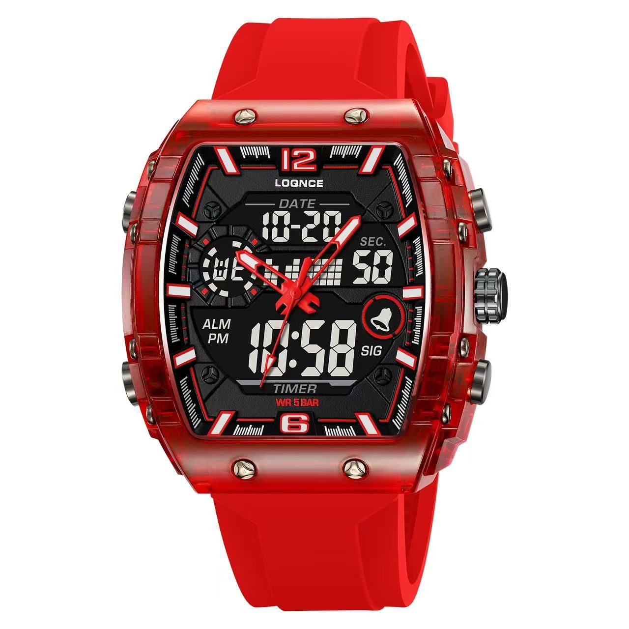 LOQNCE 98003 Fashion Digital Luminous Electronic Waterproof Wristwatch Men's Sports Watch Outdoor Student Watch