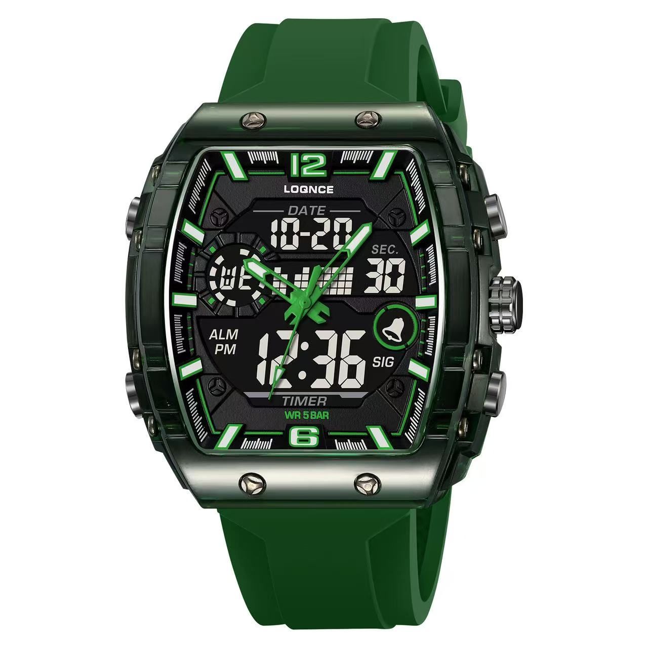 LOQNCE 98003 Fashion Digital Luminous Electronic Waterproof Wristwatch Men's Sports Watch Outdoor Student Watch
