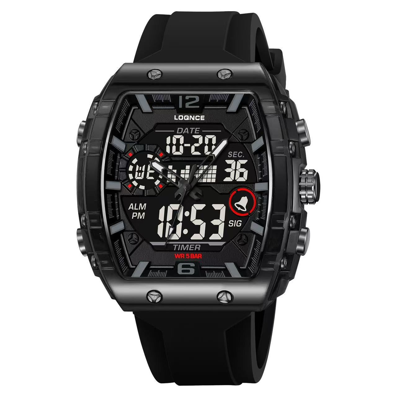 LOQNCE 98003 Fashion Digital Luminous Electronic Waterproof Wristwatch Men's Sports Watch Outdoor Student Watch