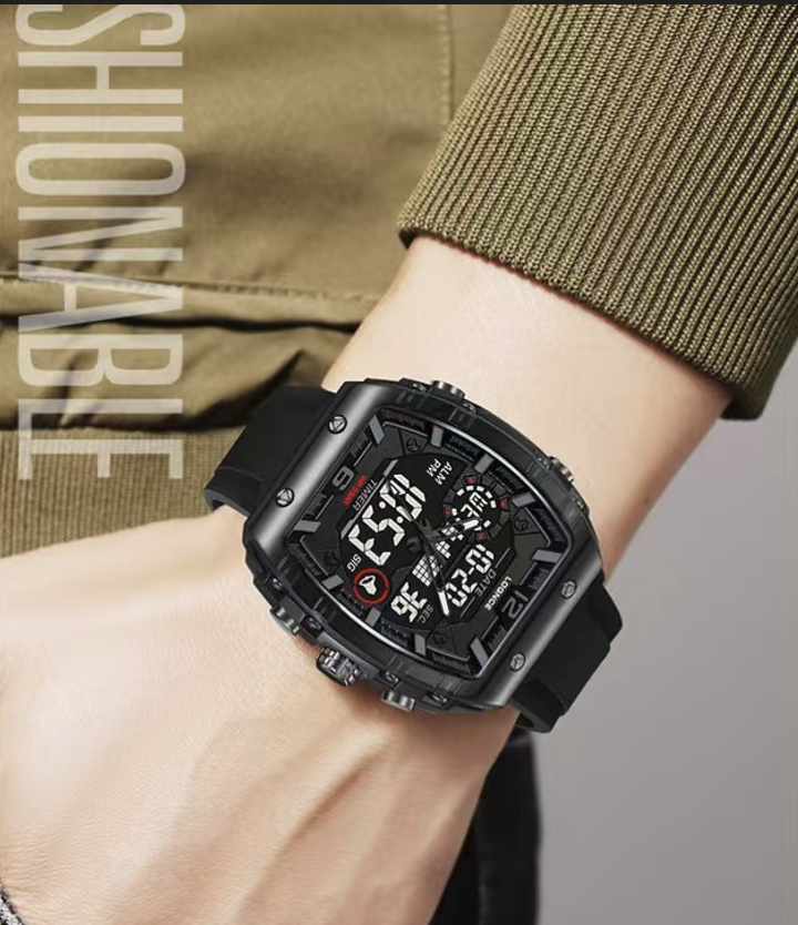 LOQNCE 98003 Fashion Digital Luminous Electronic Waterproof Wristwatch Men's Sports Watch Outdoor Student Watch