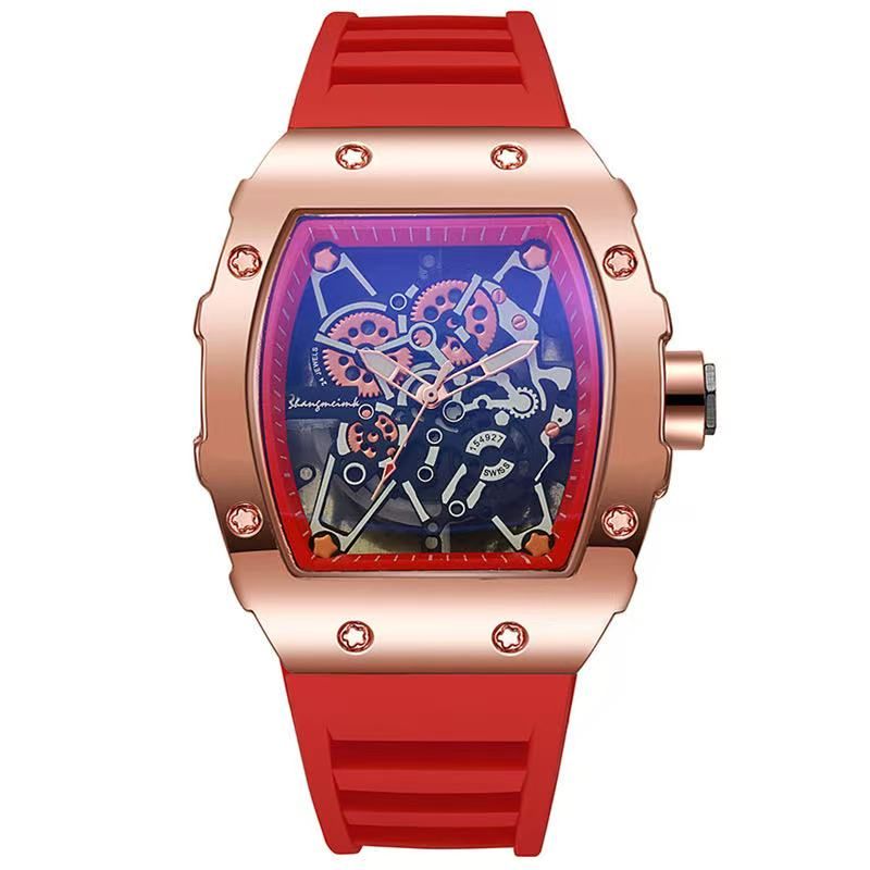 New HLDAS -106 Style Six-Star Barrel Richard Hollow Imitation Mechanical Watch Fashion Sports Student Quartz Alloy Men's Watch