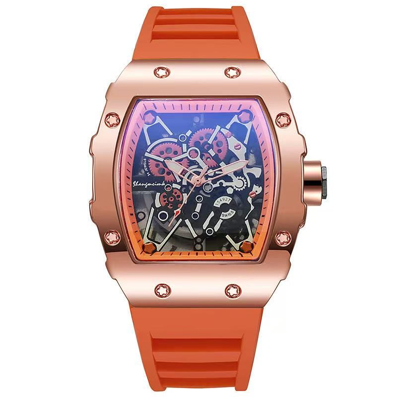 New HLDAS -106 Style Six-Star Barrel Richard Hollow Imitation Mechanical Watch Fashion Sports Student Quartz Alloy Men's Watch