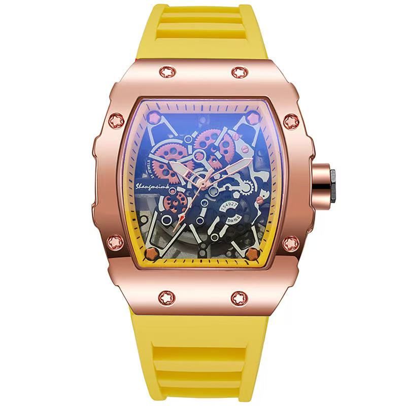 New HLDAS -106 Style Six-Star Barrel Richard Hollow Imitation Mechanical Watch Fashion Sports Student Quartz Alloy Men's Watch