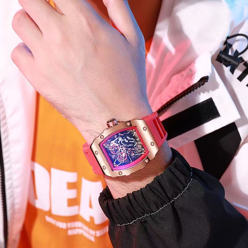 New HLDAS -106 Style Six-Star Barrel Richard Hollow Imitation Mechanical Watch Fashion Sports Student Quartz Alloy Men's Watch