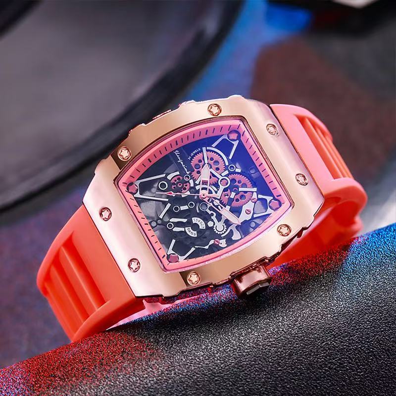 New HLDAS -106 Style Six-Star Barrel Richard Hollow Imitation Mechanical Watch Fashion Sports Student Quartz Alloy Men's Watch