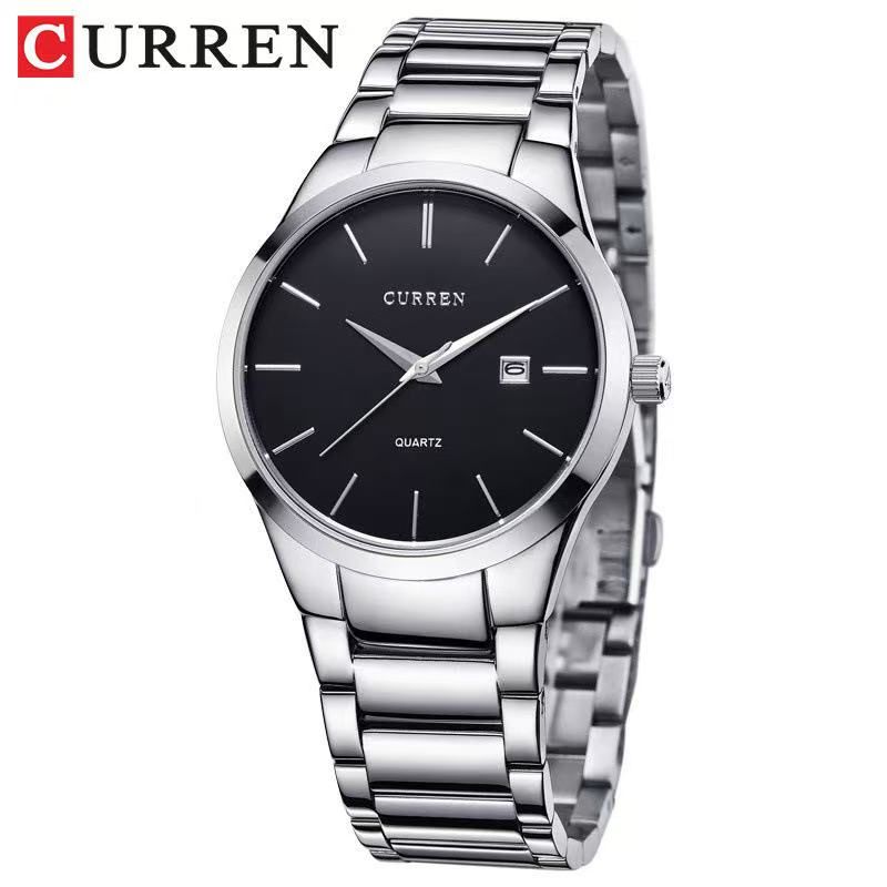CURREN 8106 Men's Business Waterproof Calendar Quartz Watch Unisex Large Dial Wristwatch