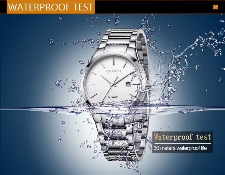 CURREN 8106 Men's Business Waterproof Calendar Quartz Watch Unisex Large Dial Wristwatch