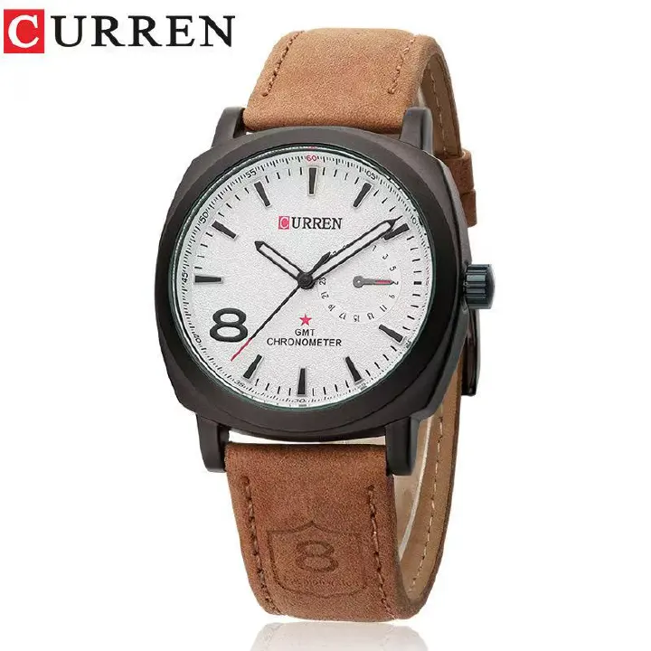CURREN/Karien 8139 Unisex Small Dial Frosted Genuine Leather Watch Waterproof Men's Quartz Wristwatch