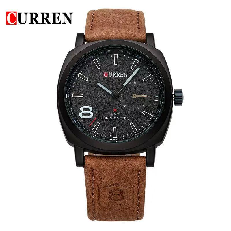 CURREN/Karien 8139 Unisex Small Dial Frosted Genuine Leather Watch Waterproof Men's Quartz Wristwatch
