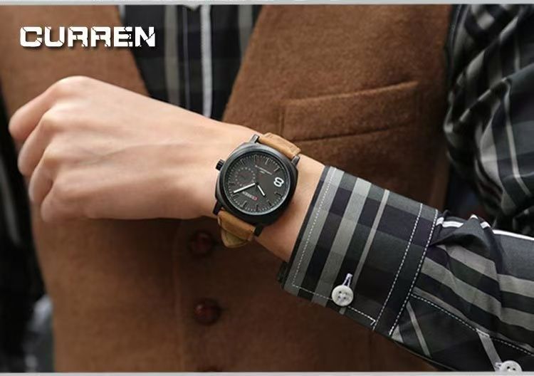 CURREN/Karien 8139 Unisex Small Dial Frosted Genuine Leather Watch Waterproof Men's Quartz Wristwatch