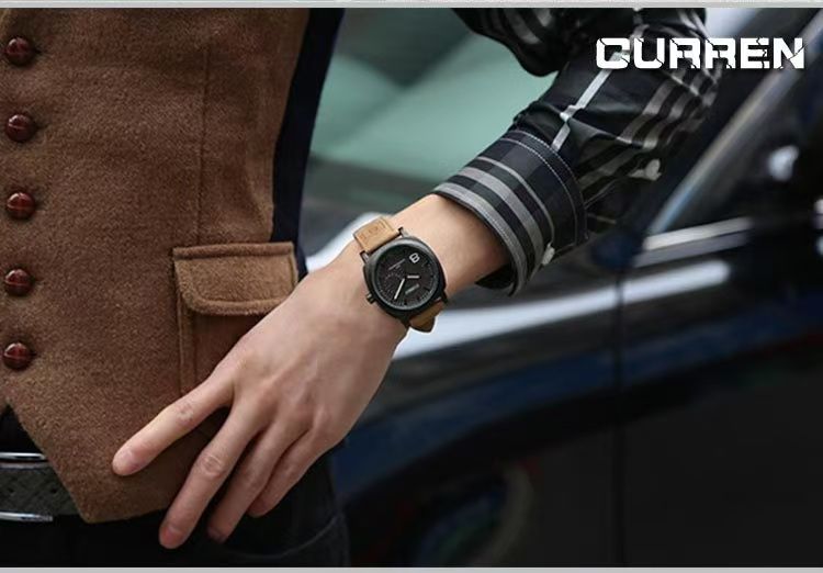 CURREN/Karien 8139 Unisex Small Dial Frosted Genuine Leather Watch Waterproof Men's Quartz Wristwatch