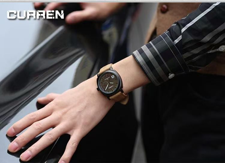 CURREN/Karien 8139 Unisex Small Dial Frosted Genuine Leather Watch Waterproof Men's Quartz Wristwatch