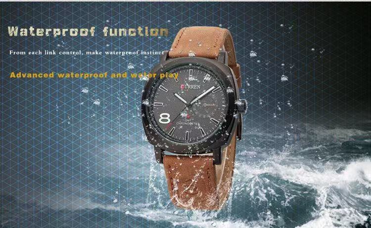 CURREN/Karien 8139 Unisex Small Dial Frosted Genuine Leather Watch Waterproof Men's Quartz Wristwatch