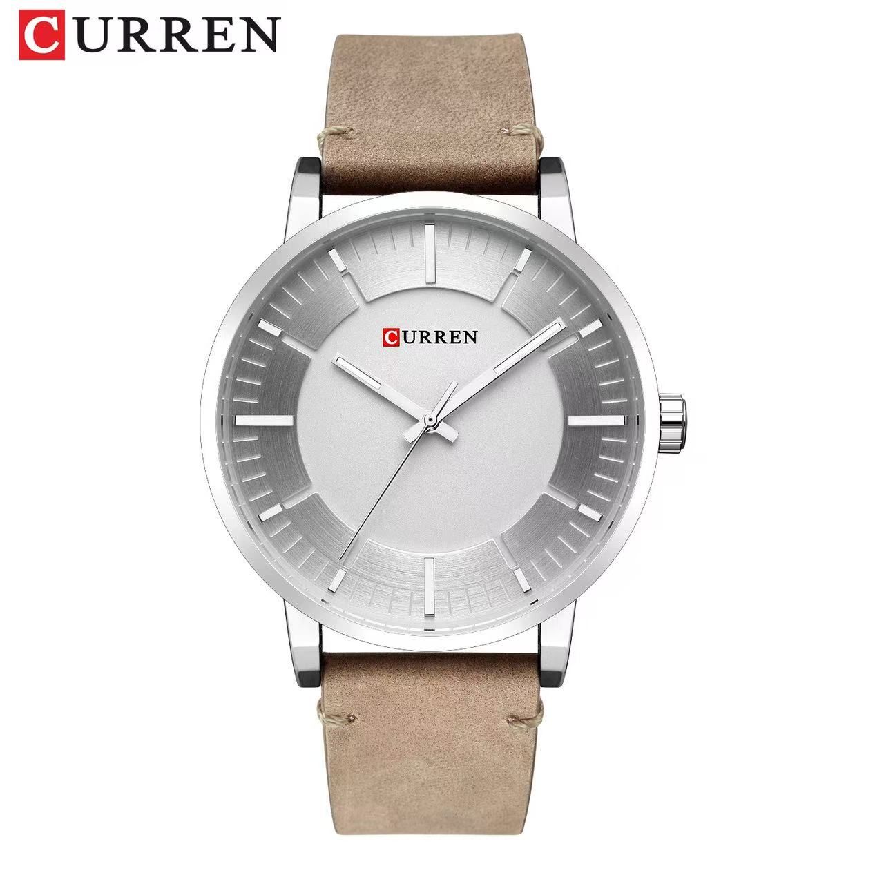 CURREN/KARIN 8332 Large Dial Unisex Waterproof Watch Simple Quartz Leather Strap Watch Couple Watch