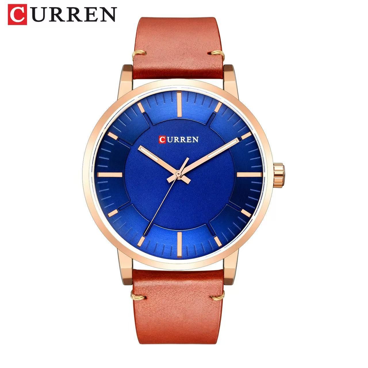 CURREN/KARIN 8332 Large Dial Unisex Waterproof Watch Simple Quartz Leather Strap Watch Couple Watch