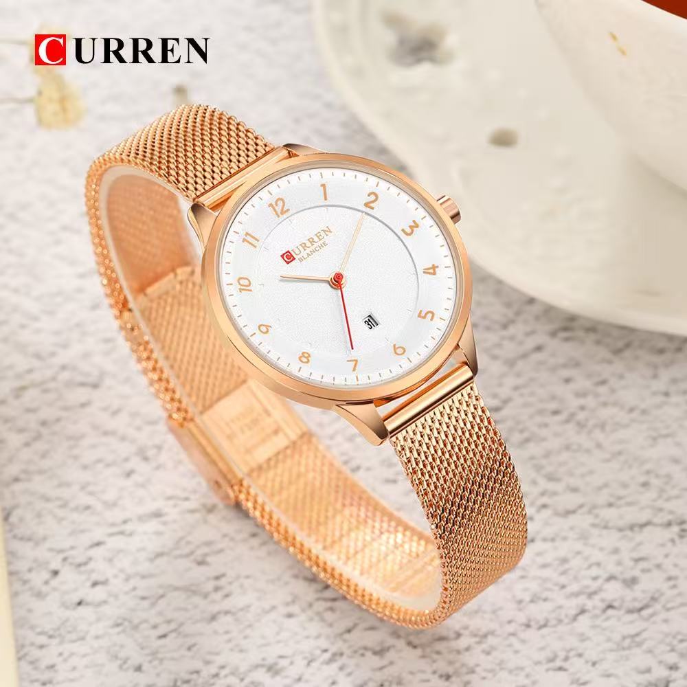 CURREN/KARIN 9035 Small Dial Ladies' Waterproof Watch Ultra - Thin Calendar Quartz Mesh Strap Wristwatch