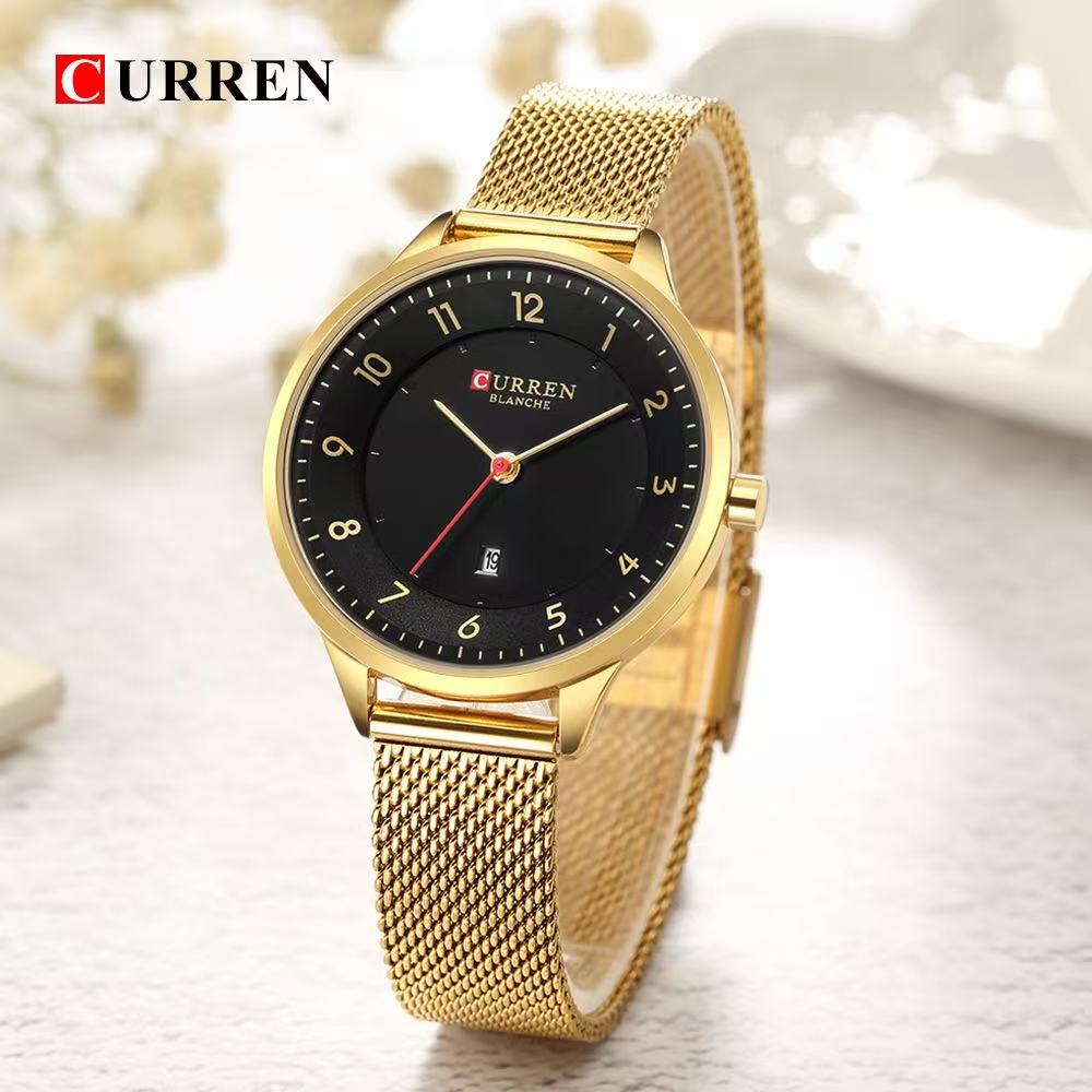 CURREN/KARIN 9035 Small Dial Ladies' Waterproof Watch Ultra - Thin Calendar Quartz Mesh Strap Wristwatch