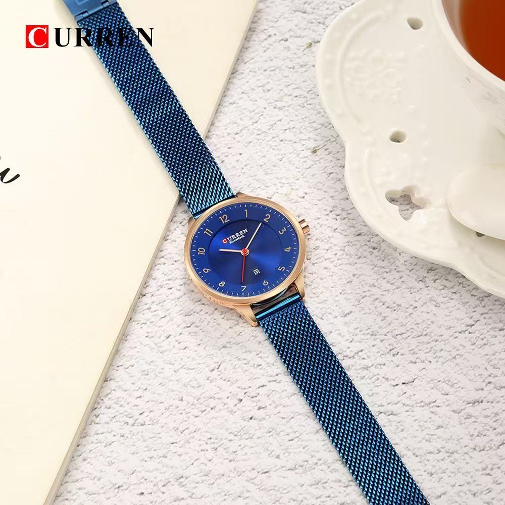 CURREN/KARIN 9035 Small Dial Ladies' Waterproof Watch Ultra - Thin Calendar Quartz Mesh Strap Wristwatch