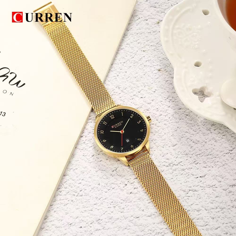 CURREN/KARIN 9035 Small Dial Ladies' Waterproof Watch Ultra - Thin Calendar Quartz Mesh Strap Wristwatch