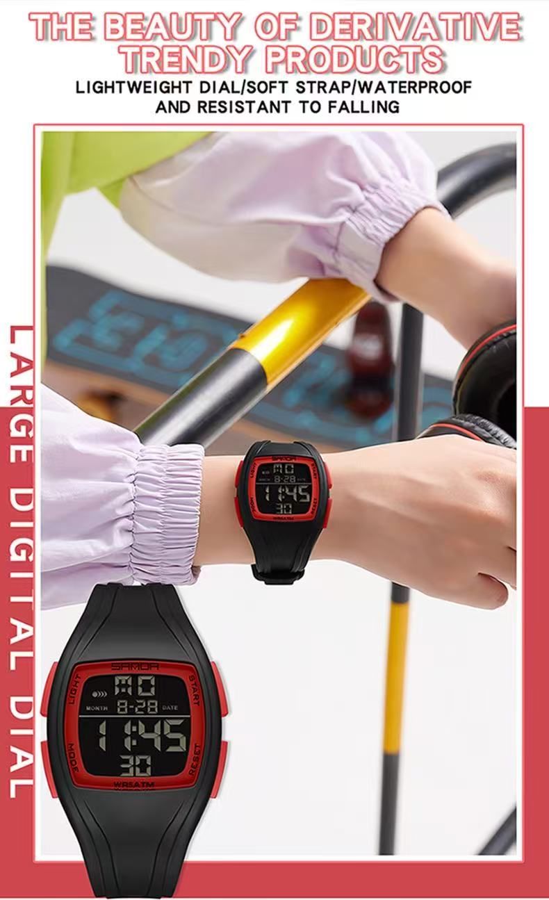 SANDA Sanda Electronic Single - Display Multifunctional Student Teenager Fashion Trend Waterproof Sports Watch 9054