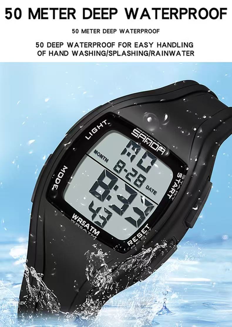 SANDA Sanda Electronic Single - Display Multifunctional Student Teenager Fashion Trend Waterproof Sports Watch 9054